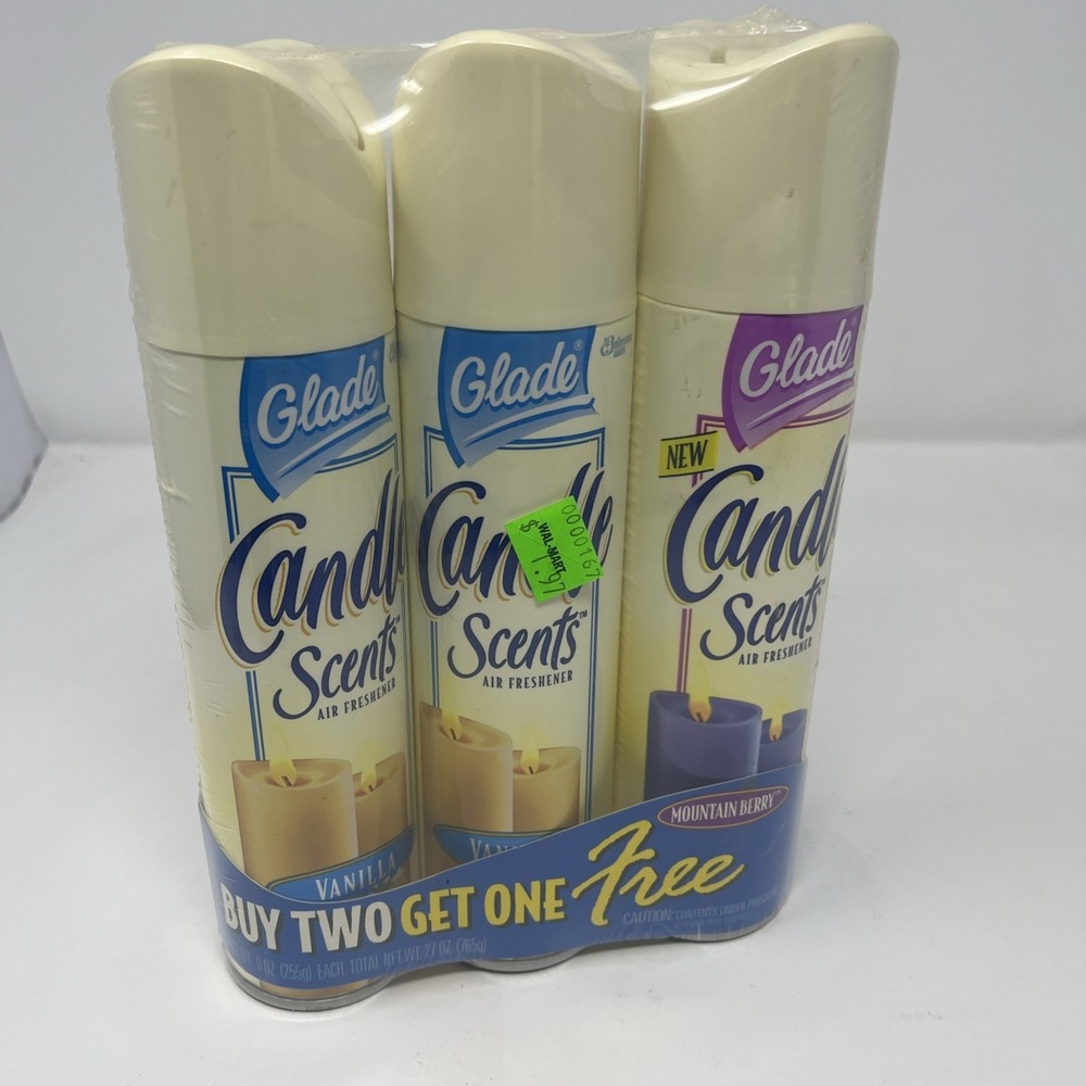 Vtg Glade Candle Scent Spray Air Freshener Vanilla Mountain Berry 3 Pack NOS